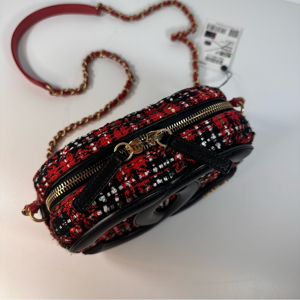 Chanel Tweed Camera Bag Red Black CC - Picture 4 of 11